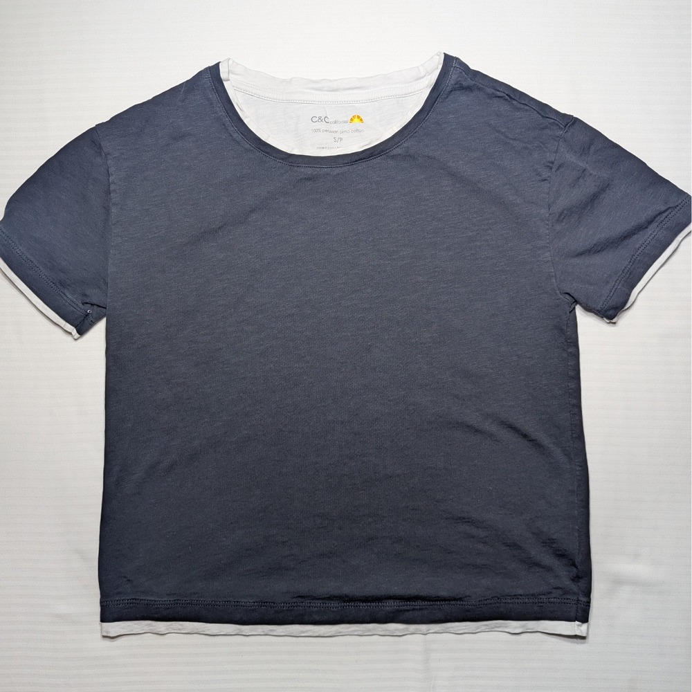 C&C California Pima Cotton Tee Layered Look Minimalist Y2K Capsule Top